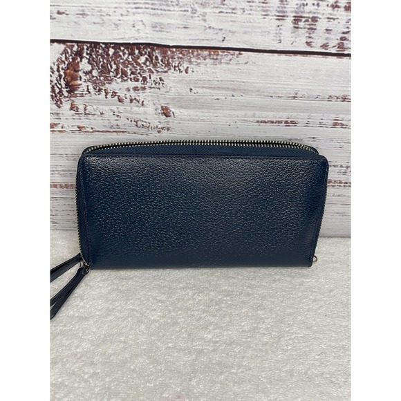 Kate Spade Navy Blue Leather Zipper Wallet Multi Pockets Style J183 - Picture 2 of 7